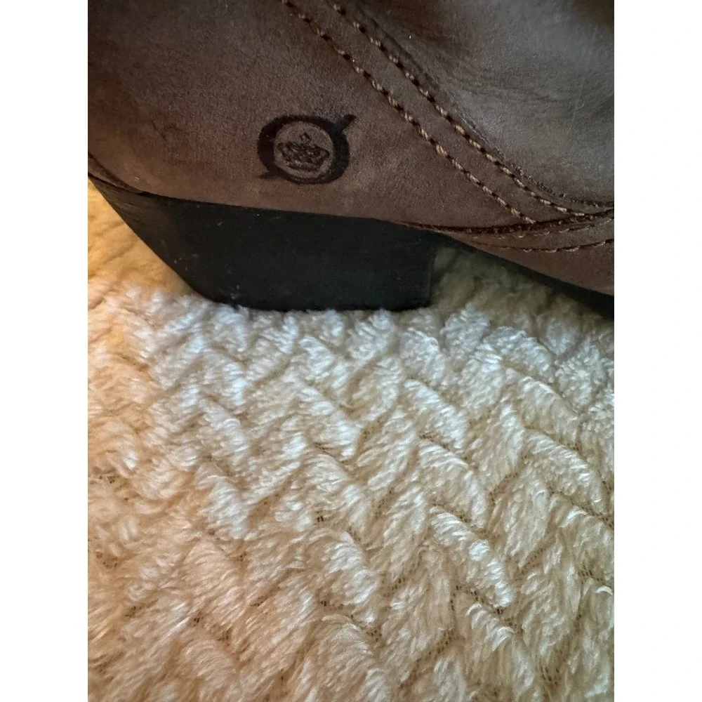 Born Kerri Dark Brown Leather Ankle Boots W22113 Womens 6.5